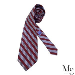 DANIEL CREMIEUX LIMITED EDITION 7-Folds Burgundy Blue Striped Silk H.M Italy E.C